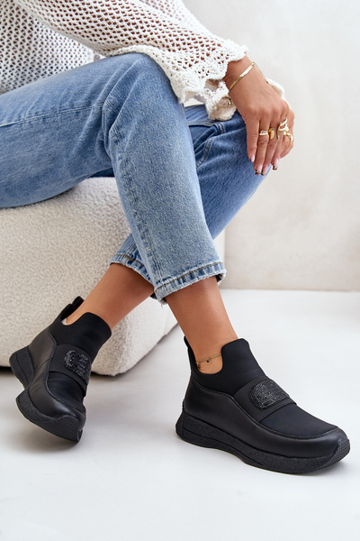 Спортивне взуття на платформі шкіряне чорне Artiker 55C0035