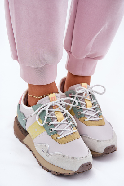 Жіночі Замшеві Кросівки Big Star RR274244 HI-POLY SYSTEM Сірі-Жовті