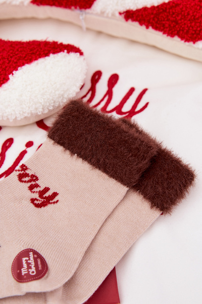 Різдвяні дитячі шкарпетки З хутром І оленем Вовна альпака Бежеві