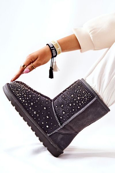 Утеплювальні снігові чоботи зі стразами Grey Mariella