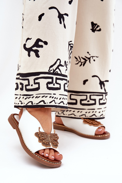 Жіночі Сандалі На Плоскому Каблуці З Декором Білі Setorina