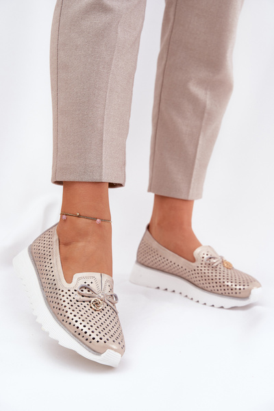 Жіночі Напівчеревики З Перфорацією З Натуральної Шкіри D&A LR51-631 Золоті