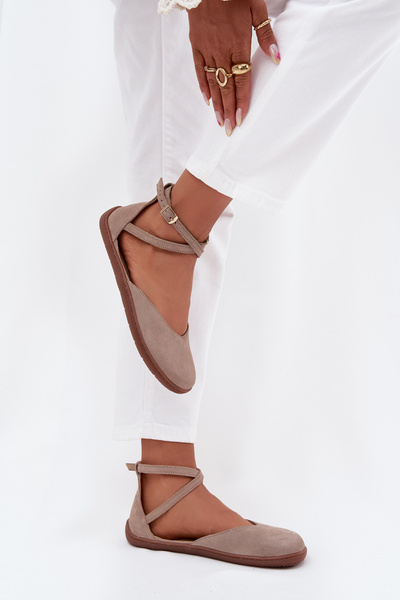 Замшеві Балетки Для Жінок Barefoot З Ремінцями Zazoo 191 Сірі