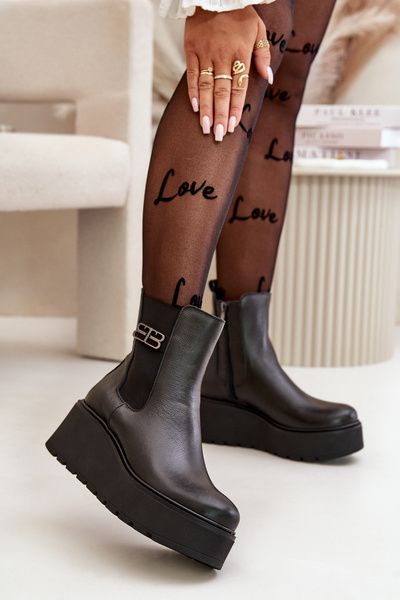 Zazoo 60498 Жіночі ботильйони Челсі на платформі та танкетці чорні