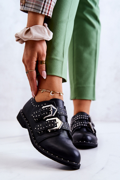 Жіночі шкіряні броги з пряжками Lu Boo Black