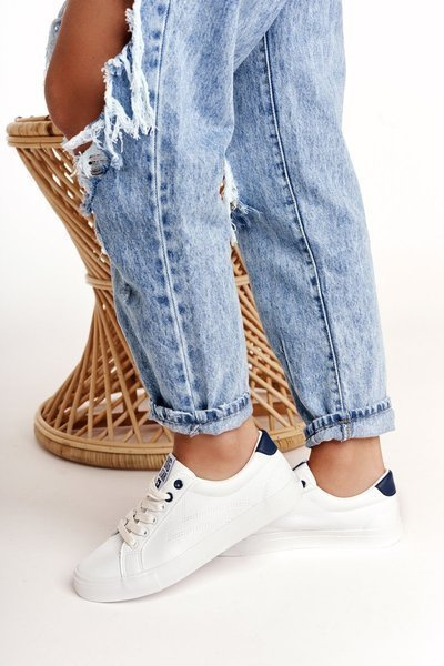 Жіночі шкіряні кросівки BIG STAR BB274211 Білі темно-сині