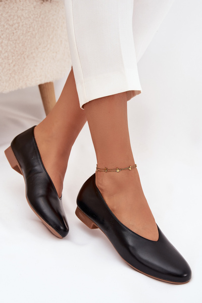 Жіночі балетки з еко-шкіри на плоскому підборі Чорні Olyssia