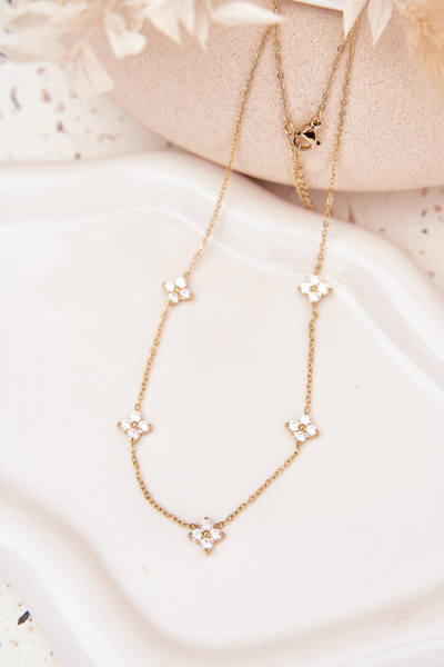 Жіноче намисто з квітами з медичної сталі Золото