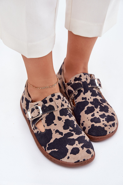 Замшеві Полуботинки Barefoot Жіночі З Пряжкою Patches Zazoo N1261 Коричнево-Бежеві