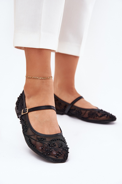 Сітчасті Балетки З Вишивкою Та Декором Чорні Tillilora