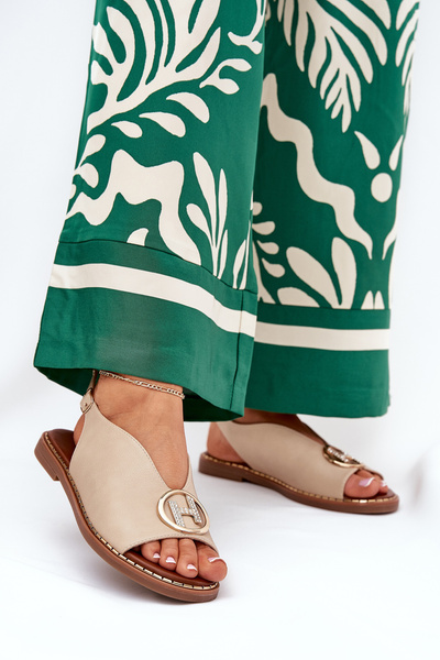 Плоскі елегантні сандалі з прикрасою бежеві Iseliria