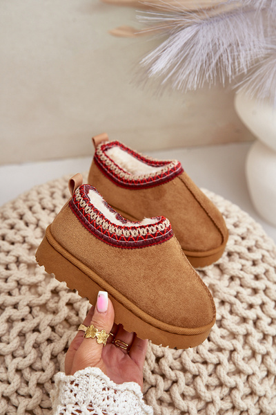 Снігові черевики дитячі на платформі з утепленим хутром Верблюжа Вілабрія