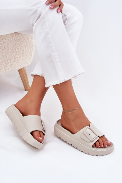 Жіночі Пінопластові Сандалі На Платформі З Пряжкою Бежеві Viasara