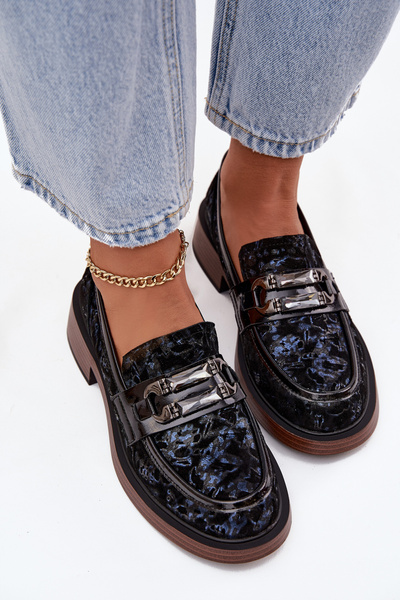 Шкіряні замшеві жіночі мокасини з оригінальним деталем D&A MR52-178 Чорні