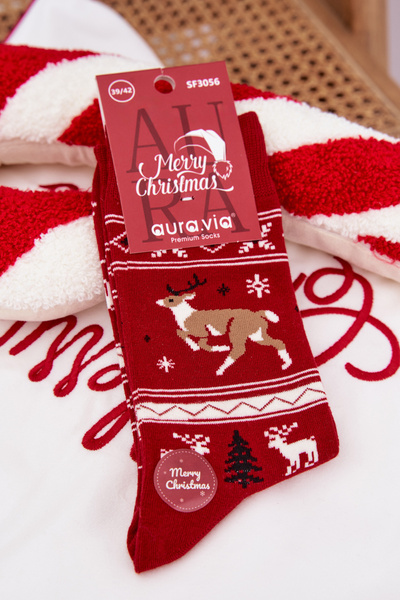 Чоловічі Різдвяні Шкарпетки Бігаючий Олень Червоні