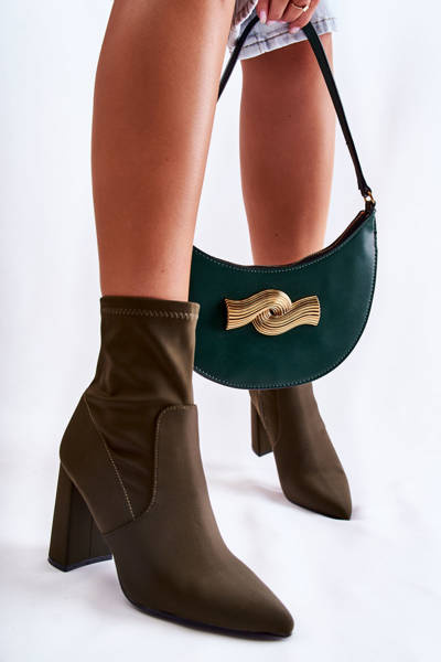 Чоботи з жіночого матеріалу на каблуці кольору хакі Аміле