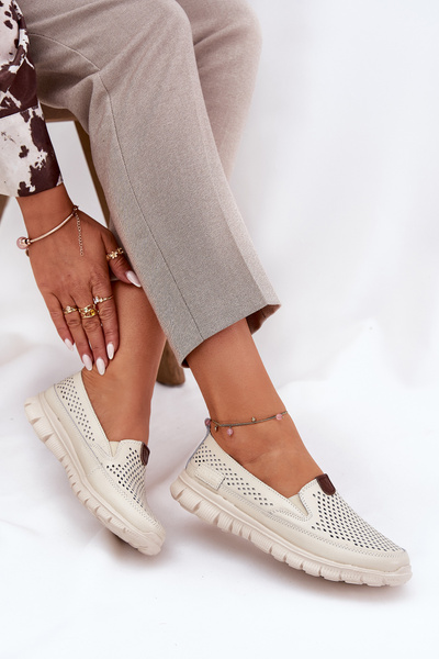 Дихаючі Балетки З Природної Шкіри Vinceza 95336 Бежеві