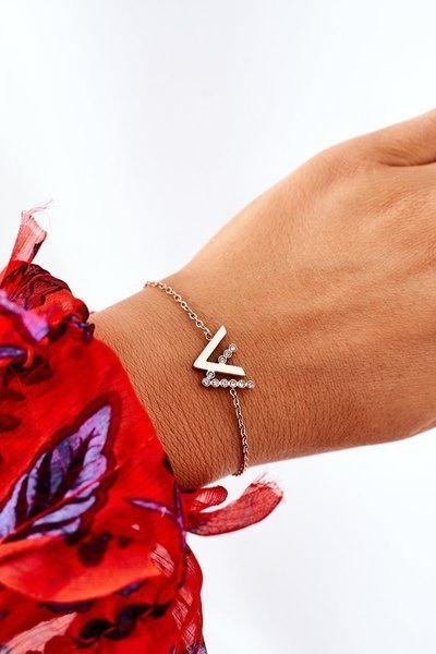 Браслет-ланцюжок із кубічним цирконієм, рожеве золото