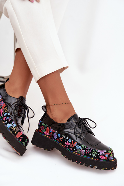 Лаковані напівчеревики з натуральної шкіри з візерунком Artiker 57C0174 Чорний