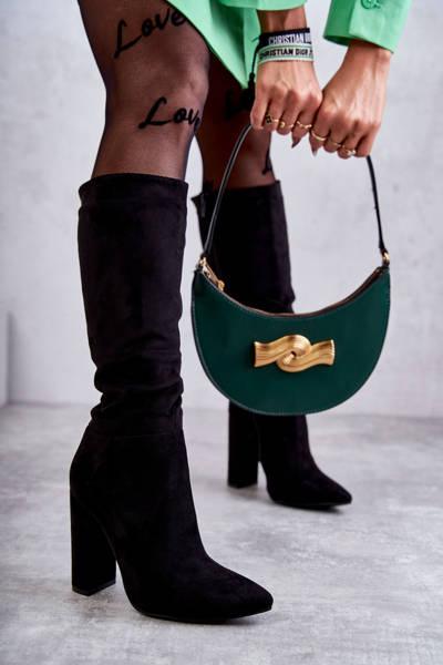 Класичні замшеві чоботи на підборах Schwarz Tressa