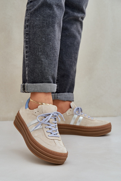 Zazoo N1068S4 Жіночі Замшеві Кросівки На Платформі Бежеві