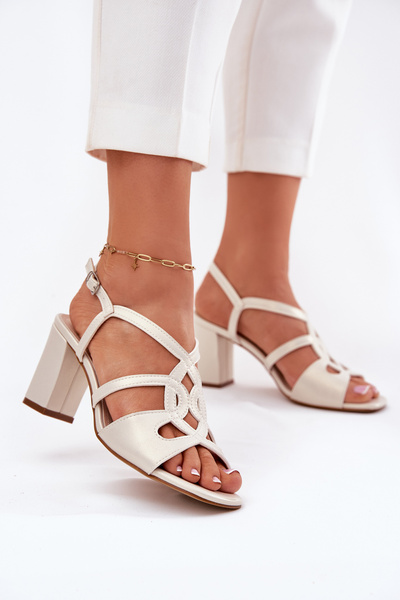 Жіночі Сандалі На Каблуку Sergio Leone SK884 Перлові