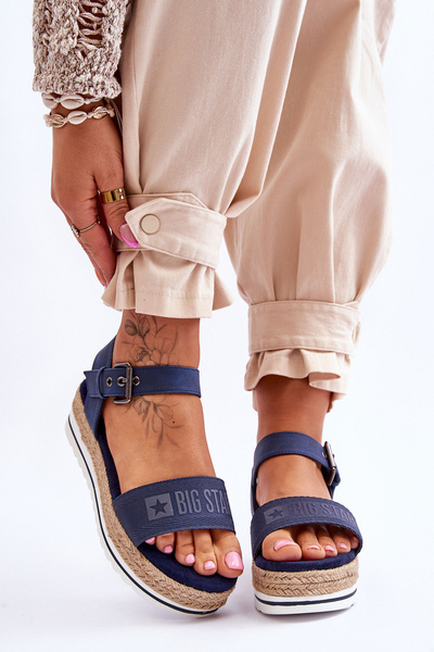 Зручні жіночі босоніжки на платформі Big Star LL274869 Темно-сині