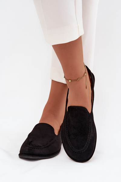 Жіночі мокасини з еко замші плоскі чорні Miryelle