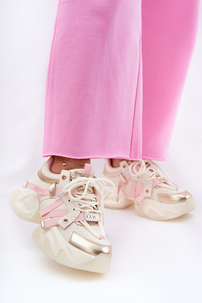 Жіночі Кожані Кросівки На Масивній Підошві GOE RR2N4031 Бежеві