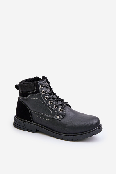 Чоловічі утеплені чоботи з еко шкіри Venredia чорного кольору