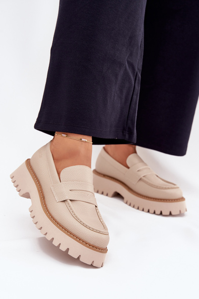 Жіночі Мокасини На Платформі І З Плоским Каблуком Big Star NN274050 Бежеві