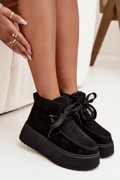 Жіночі зимові чоботи на платформі з хутром Чорний Florivelle