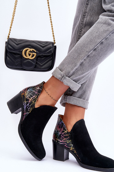 Чоботи жіночі шкіряні на підборах Maciejka 04492-99 Чорні