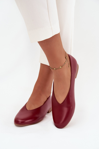 Жіночі балерини з екошкіри на плоскому каблуці Бордо Olyssia