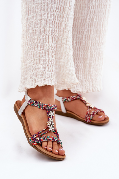 Жіночі Плоскі Сандалі З Плетеними Ремінцями І Прикрашеннями Artiker 54C1322 Багатоколірні
