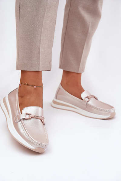 Жіночі Шкіряні Мокасини S.Barski GR51-598 Перловий Рожевий