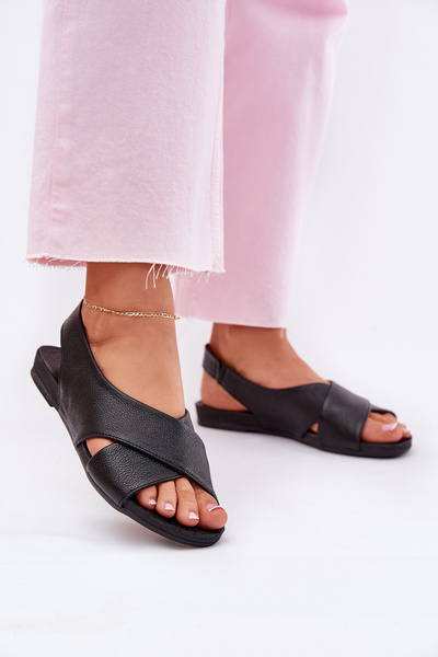 Жіночі шкіряні сандалі чорні Zazoo 40407