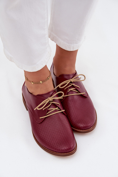 Жіночі шкіряні елегантні взуття на шнурівці Zazoo 4238 Бордо