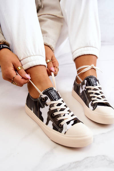 Жіночі кросівки з матеріалу Camo BIG STAR JJ274237 біло-сірі