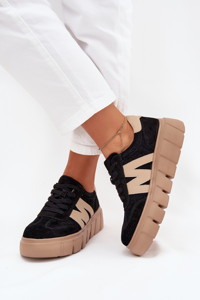 Жіночі замшеві кросівки на платформі Vinceza 79561 чорні