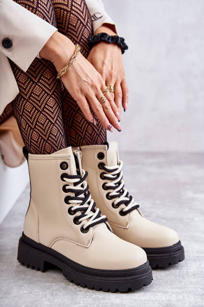 Жіночі шкіряні чоботи Workers світло-бежевий Denila