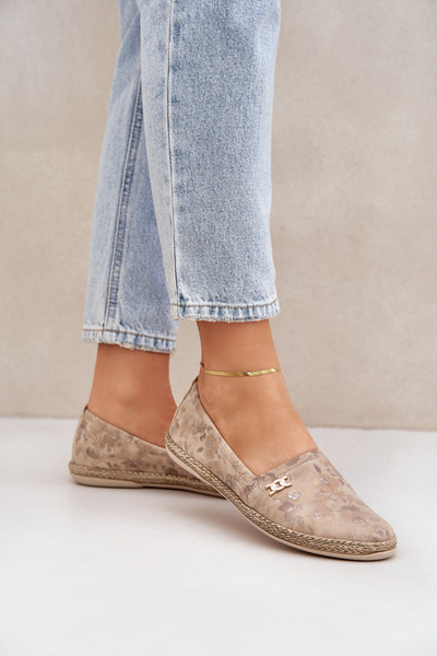 Елегантні Замшеві Еспадрілі З Квітами Жіночі Бежеві Зазу 10177