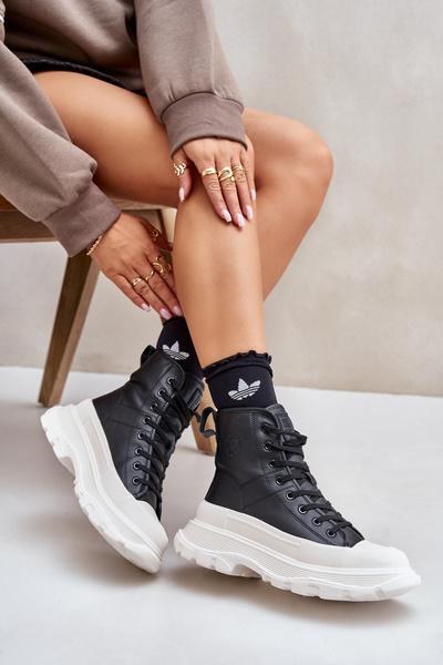 Шкіряні утеплені кросівки на масивній платформі Big Star OO274A599 Чорні