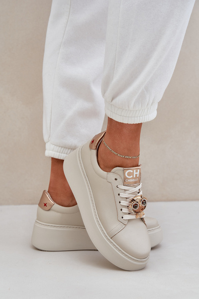 Жіночі Шкіряні Кросівки CheBello 4411 Світло Бежеві