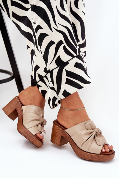 Жіночі Сандалі На Каблуку З Екокожі Бежеві Kikilla