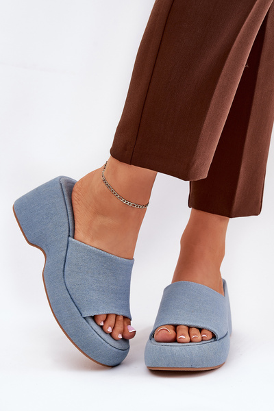 Текстильні Жіночі Сандалі На Платформі І На Котурні Джинсові Afisal