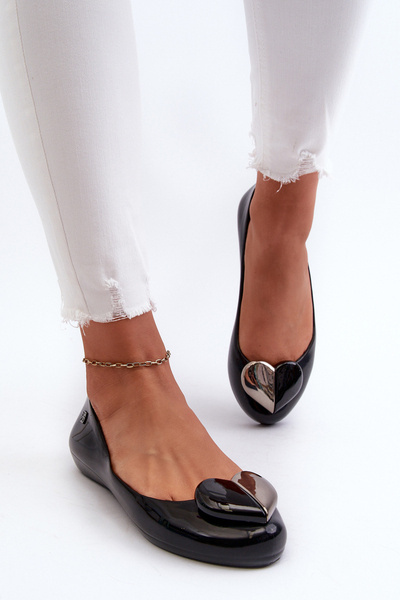 Жіночі туфлі балетки з сердечком ZAXY LL285027 Чорні