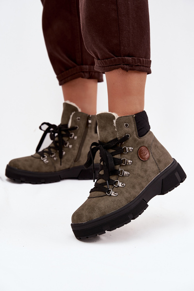 Обігріті жіночі трапери на платформі темно-зелені Zaraine