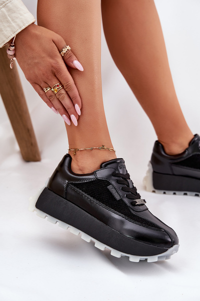 Жіночі Шкіряні Кросівки На Платформі Big Star RR274873 HI-POLY SYSTEM Чорні