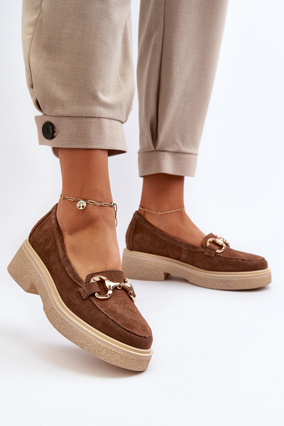 Zazoo 3429 Замшеві жіночі мокасини з декором коричневого кольору